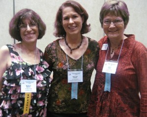 All's well that ends well.  Michelle Markel, Mary Ann Fraser & Alexis O'Neill breathing easier post-presentation.